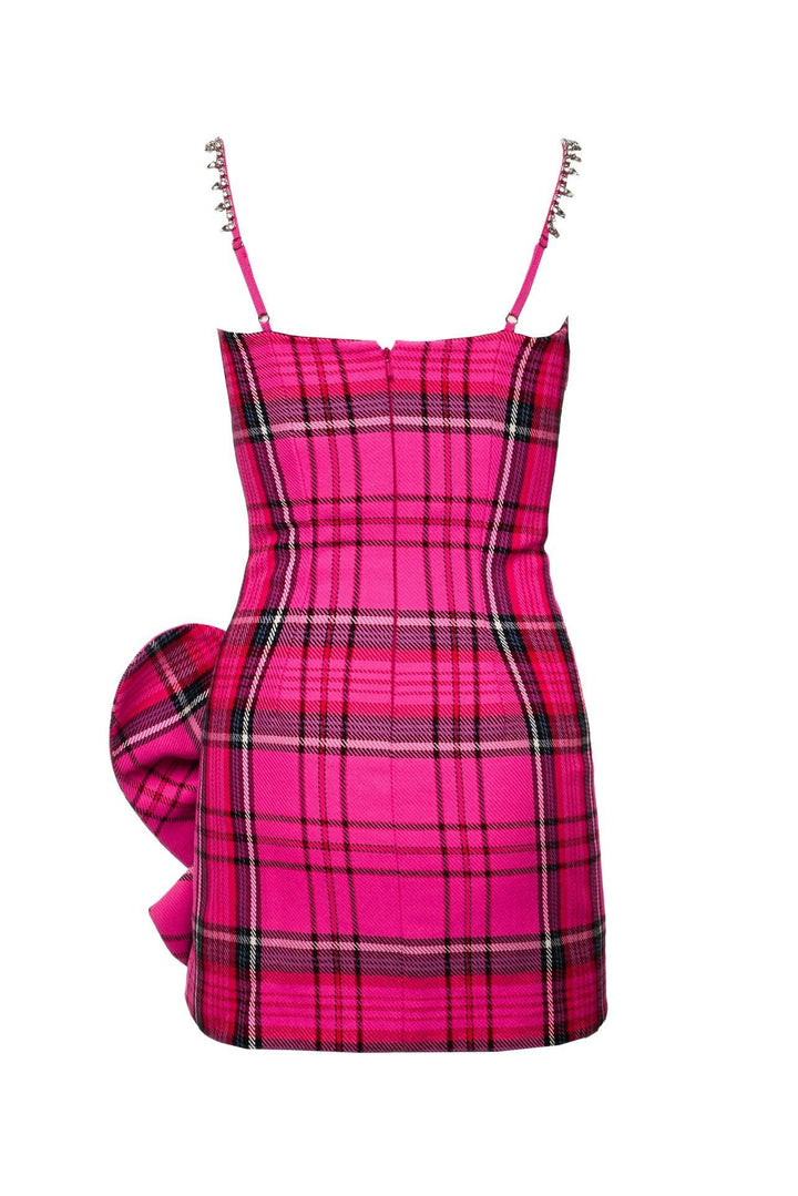 Area Size S Sweetheart Bow Plaid Mini Dress