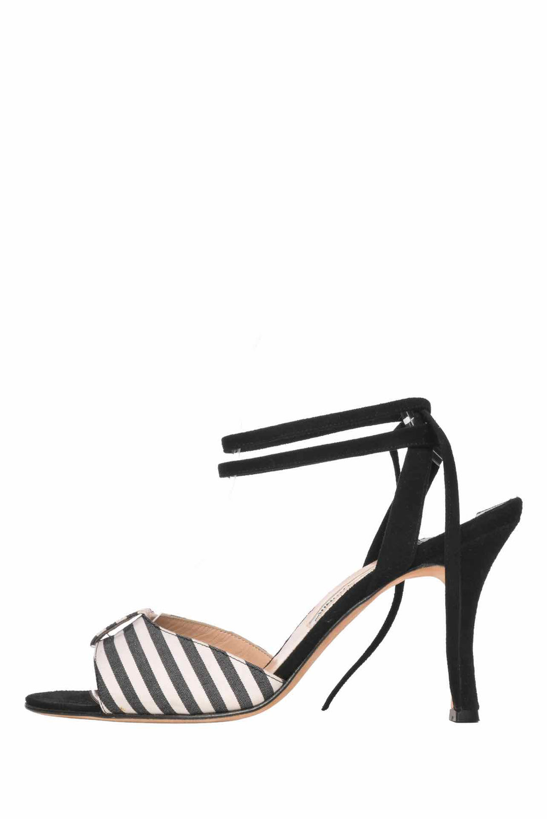 Manolo Blahnik Size 38.5 Striped Heeled Sandals