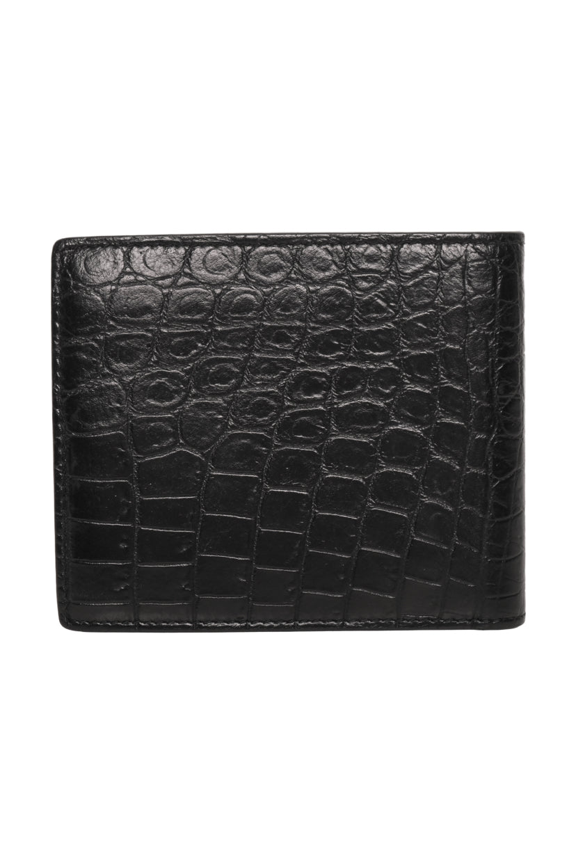 Saint Laurent Croc Embossed Bi-fold Wallet