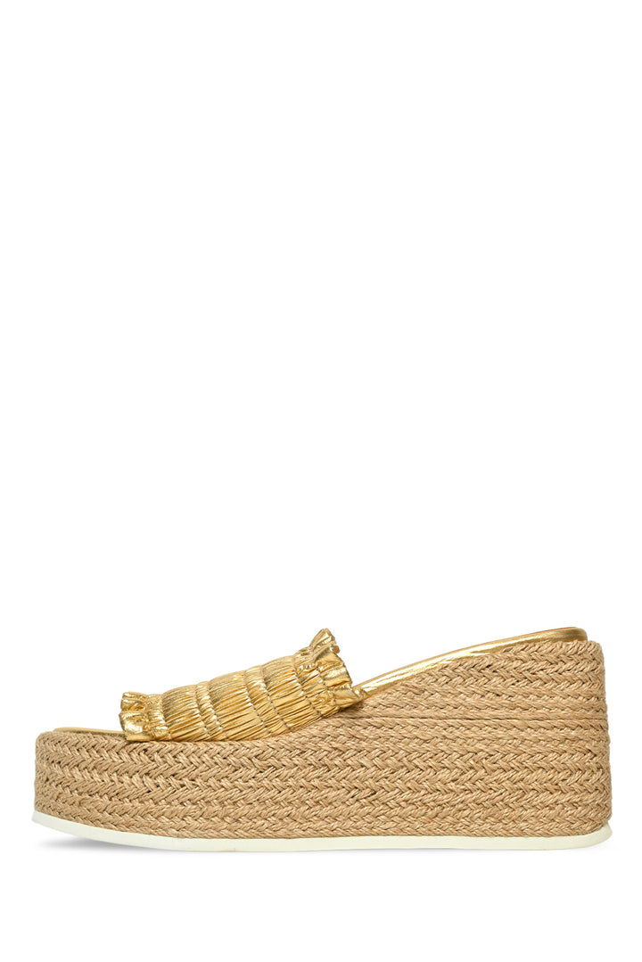Ganni Size 39 Metallic Espadrille Wedge Sandals