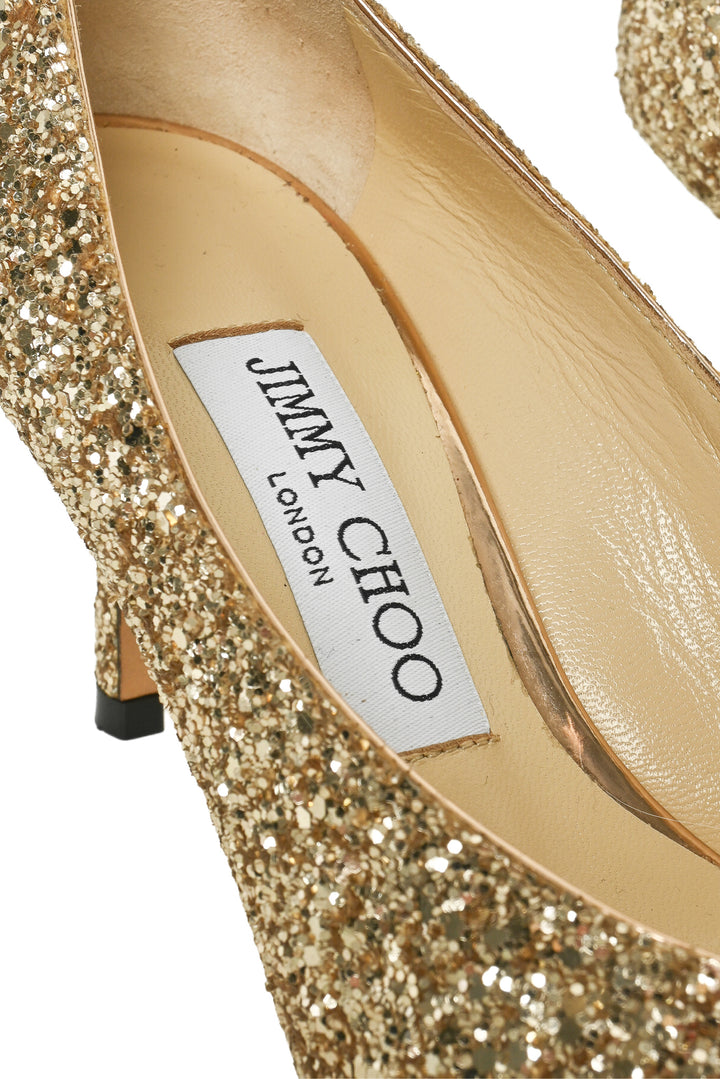 Jimmy Choo Size 37 Glitter Bow Pumps