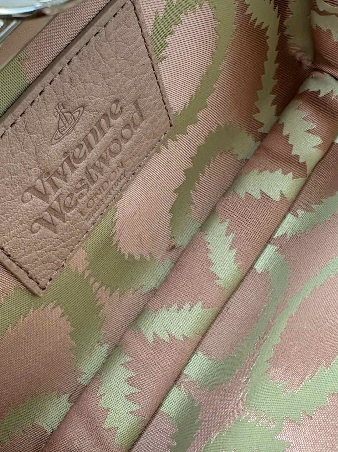 Vivienne Westwood Metallic Silver Leather Snake Print Clutch