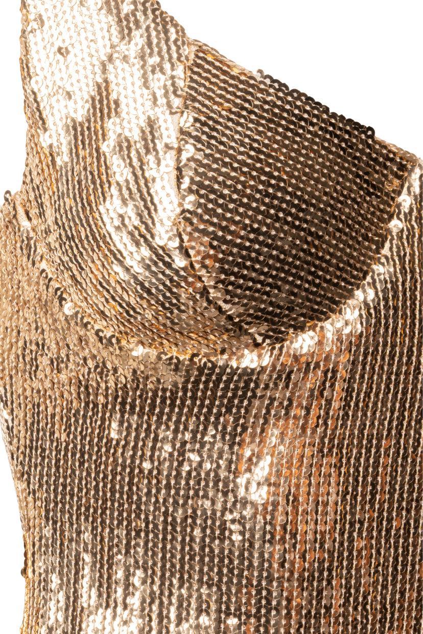 Nadine Merabi Size S Gold Fringe Sequin Dress