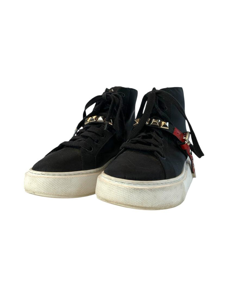 Prada Size 39 Nylon Studded Accent High Top Sneaker