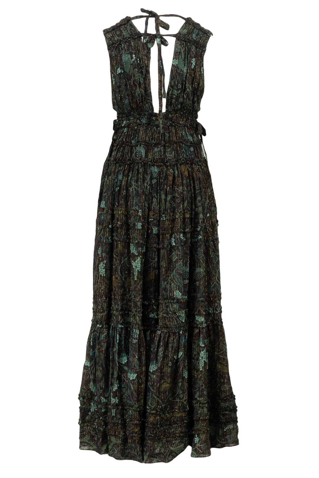 Ulla Johnson Size 6 Fiona Metallic Plunge Neck Maxi Dress