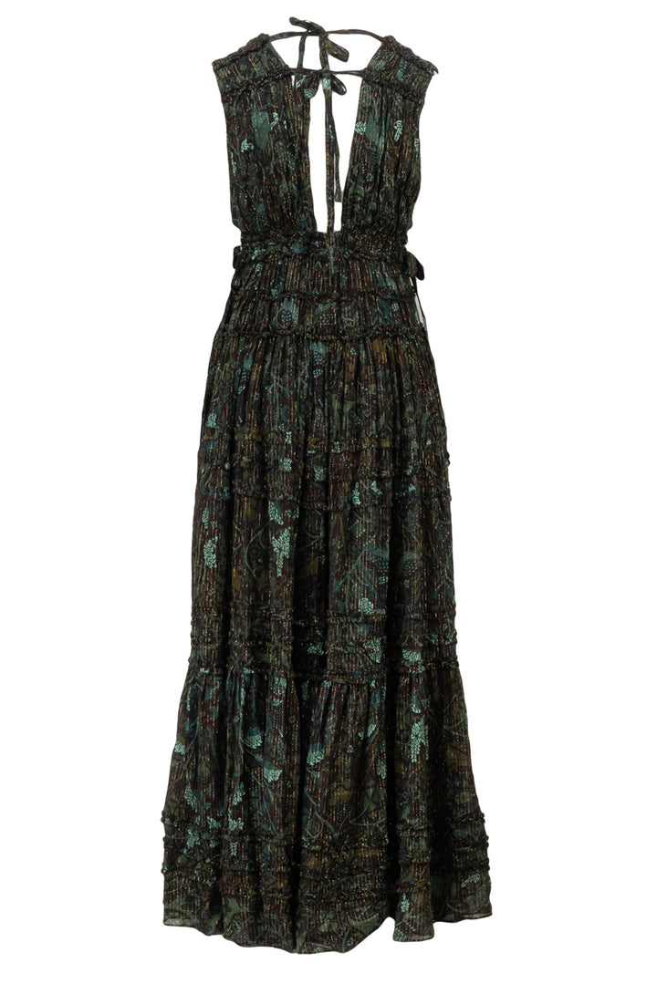 Ulla Johnson Size 6 Fiona Metallic Plunge Neck Maxi Dress