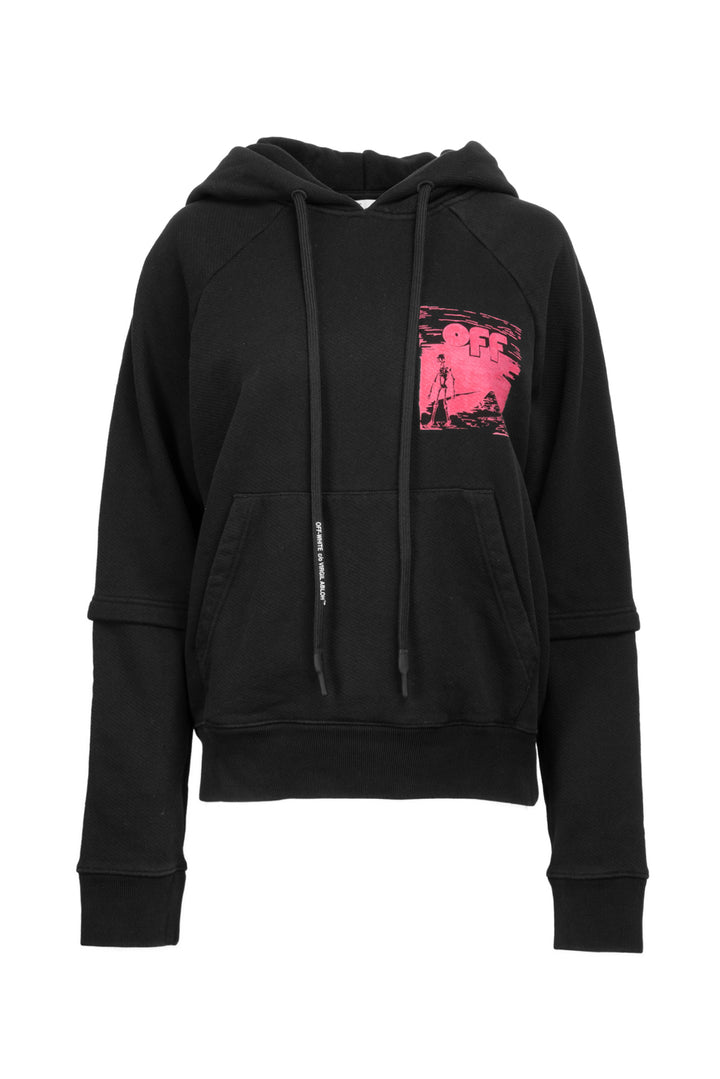 Off White Size S Skull Double Sleeve Hoodie