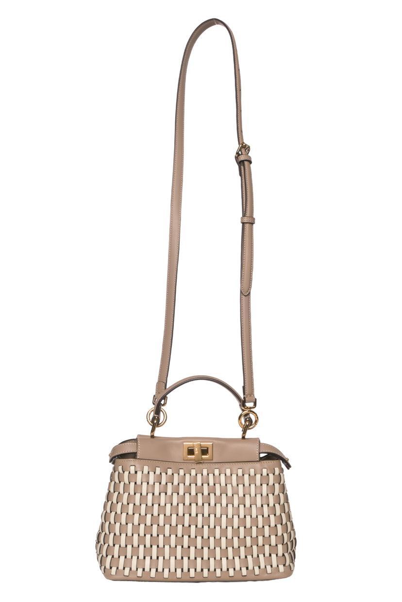 Fendi Mini Peekaboo Woven Top Handle Bag