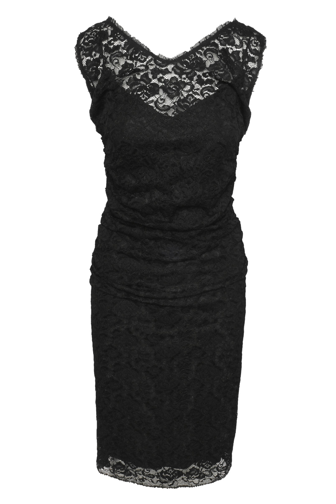 Dolce & Gabbana Size 12 Ruched Lace Sleeveless Midi Dress