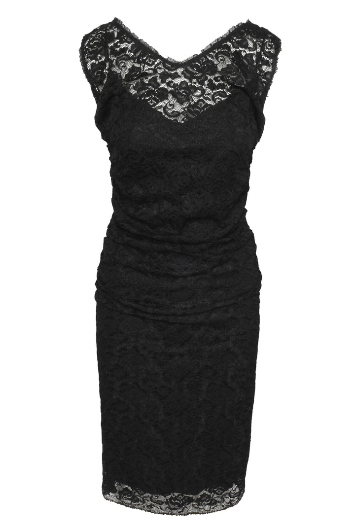 Dolce & Gabbana Size 12 Ruched Lace Sleeveless Midi Dress