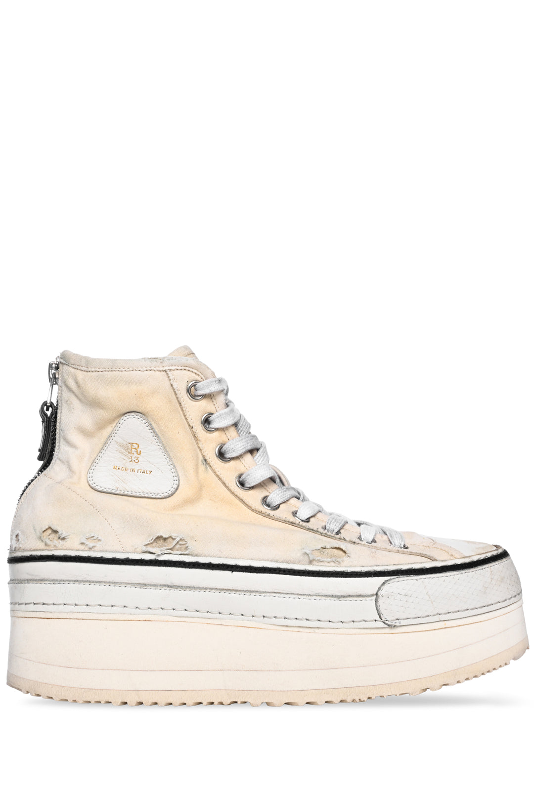 R13 Size 10 Courtney Platform High Top Distressed Sneaker