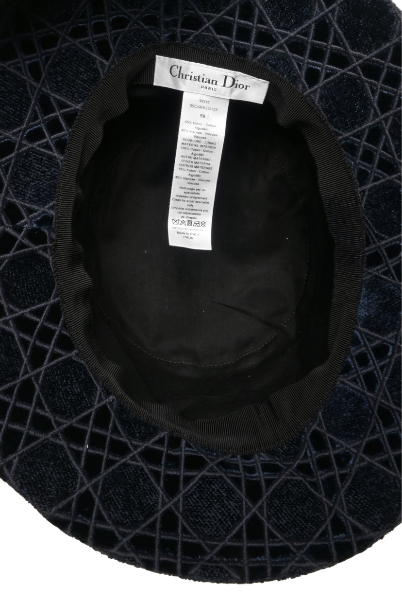 Christian Dior Size 58 Velvet Cannage Bucket Hat