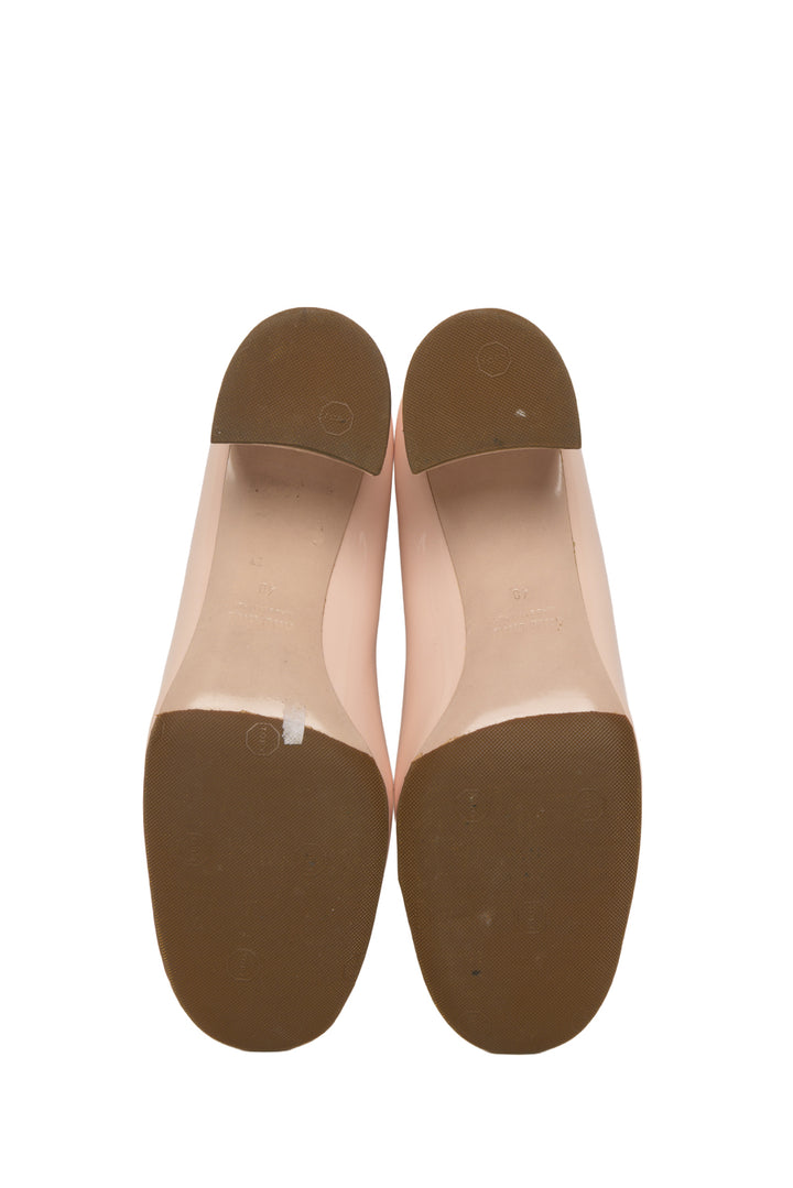 Miu Miu Size 40 Crystal Embellished Patent Leather Block Heel Pumps