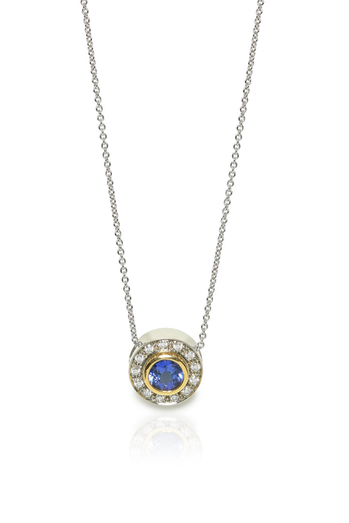 18k White Gold Diamond & Tanzanite Necklace