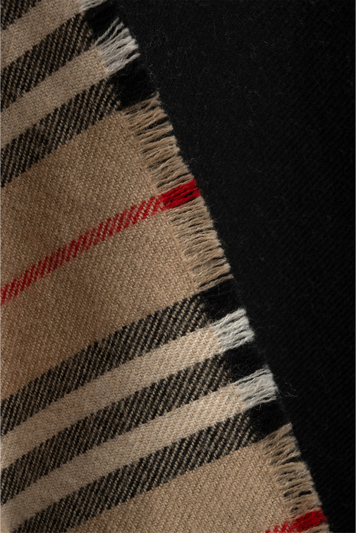 Burberry Size OS Reversible Fringe Wool Shawl