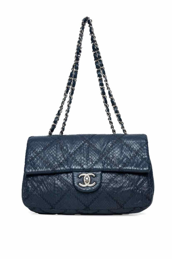 Chanel Single Flap Python Shoulder Bag