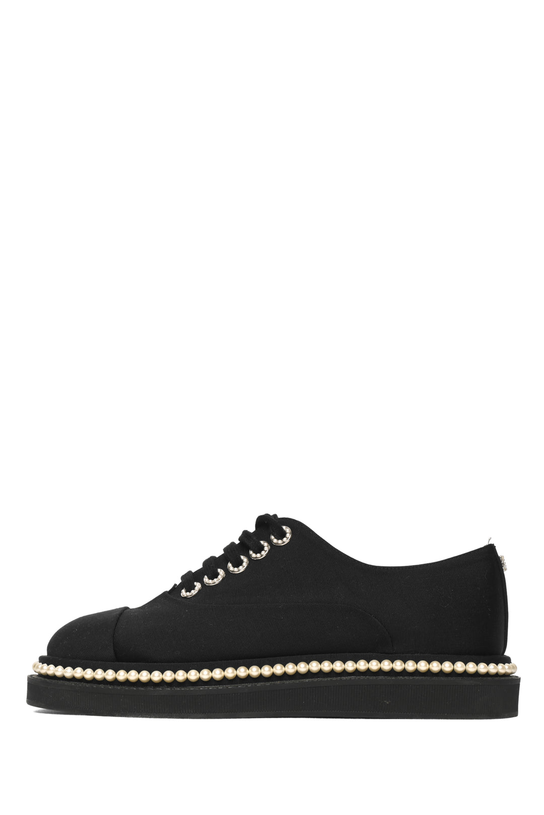 Chanel Size 37 2017 Pearl Lace Up Loafers