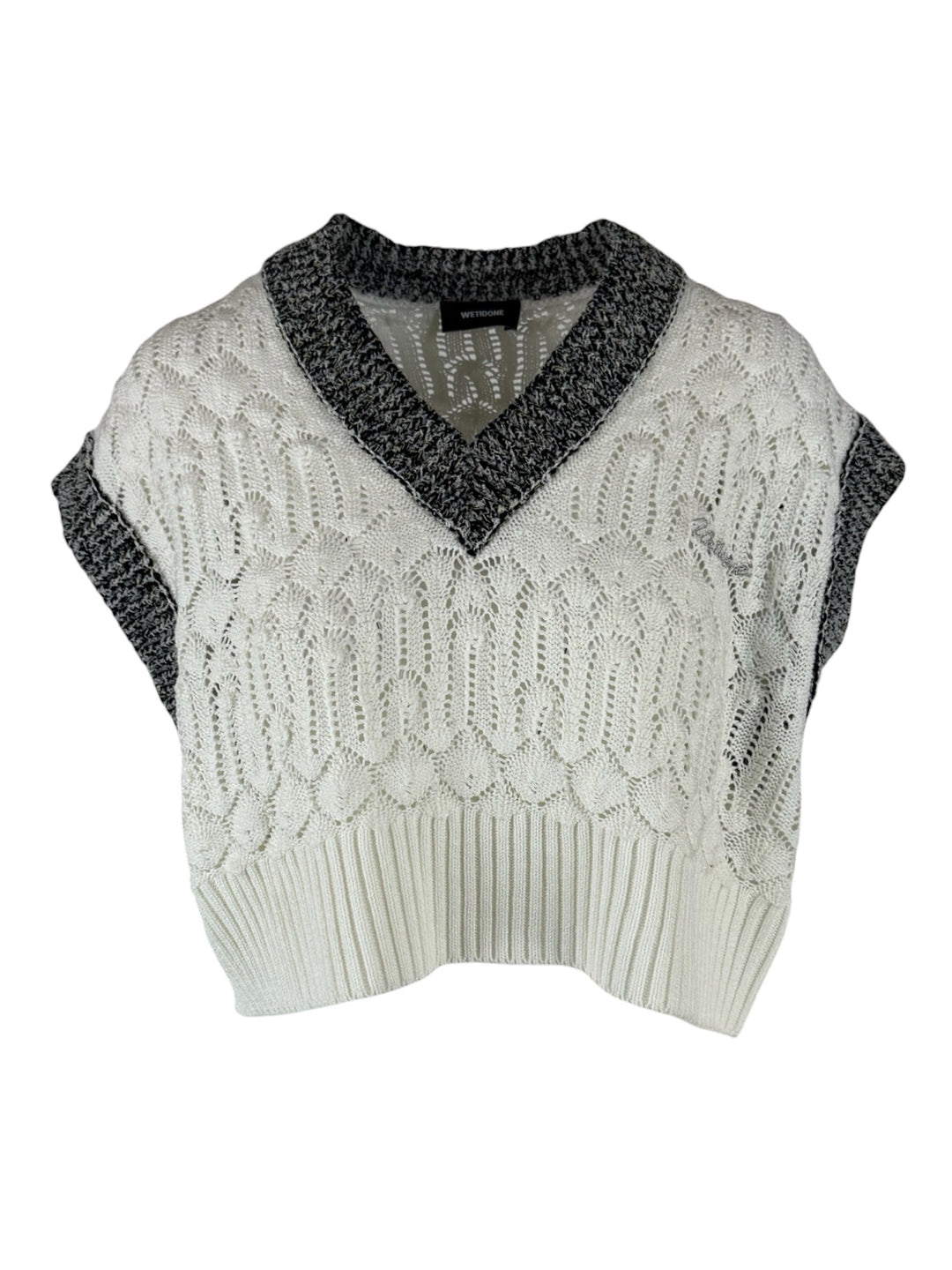 Welldone Size XS Lace Knit Crop Sweater Vest