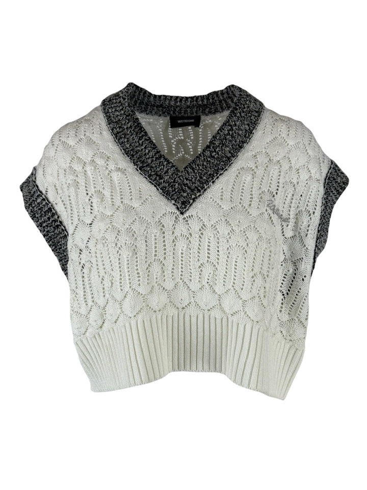 Welldone Size XS Lace Knit Crop Sweater Vest