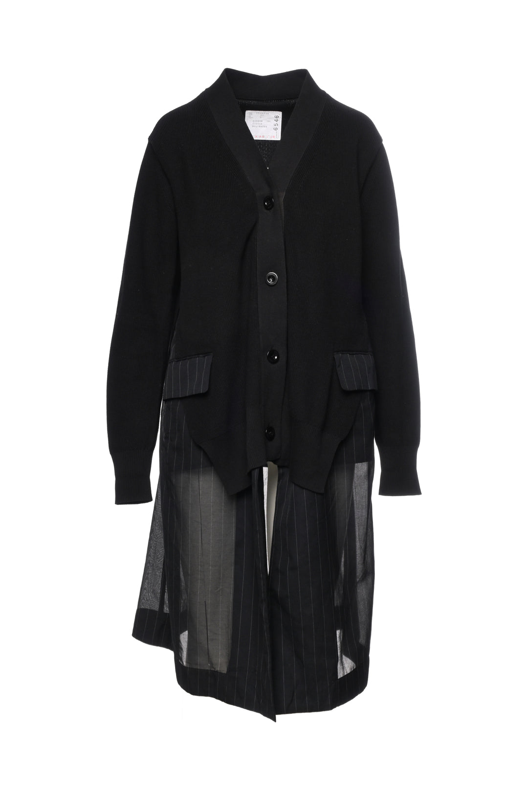 Sacai Size 3 Chalk Stripe x Knit Cardigan