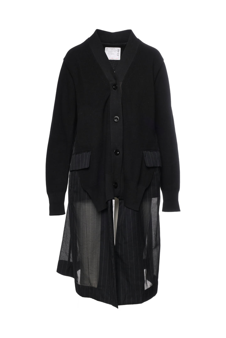 Sacai Size 3 Chalk Stripe x Knit Cardigan