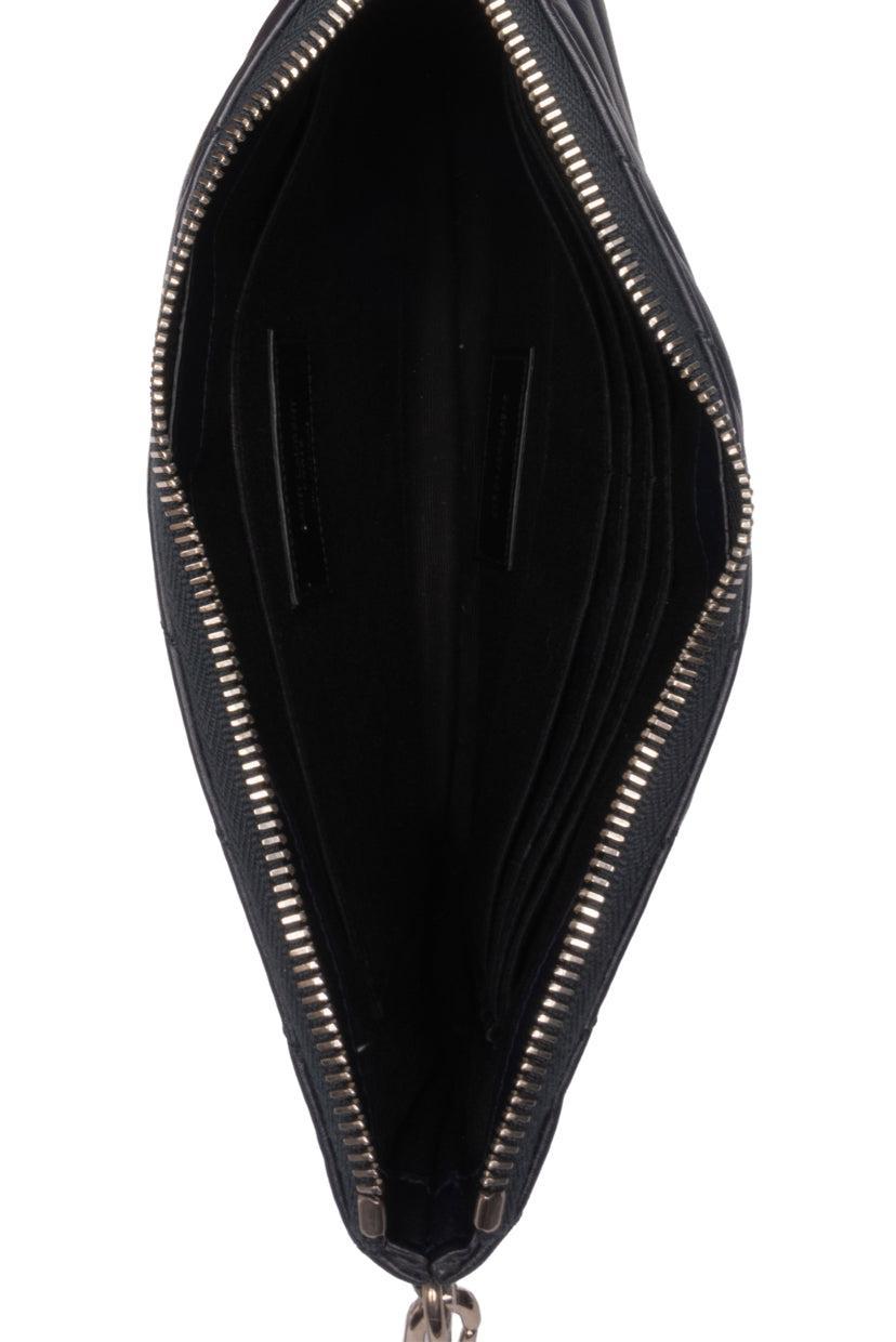 Saint Laurent YSL Monogram Chevron Quilted Leather Wristlet