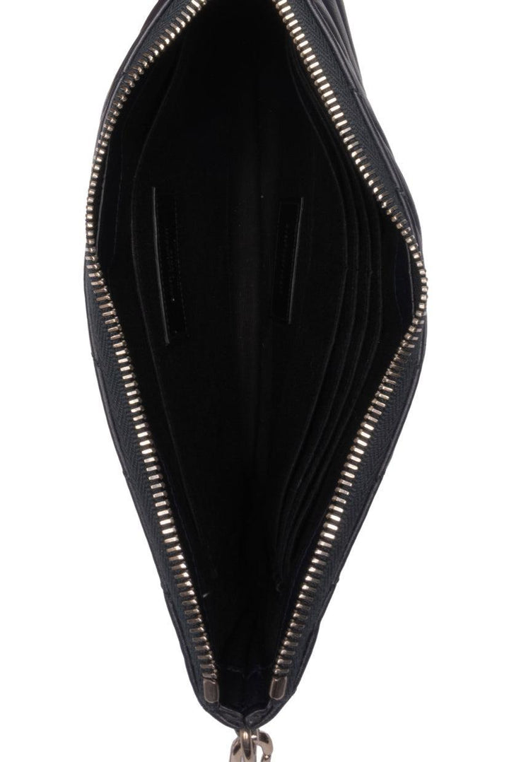 Saint Laurent YSL Monogram Chevron Quilted Leather Wristlet