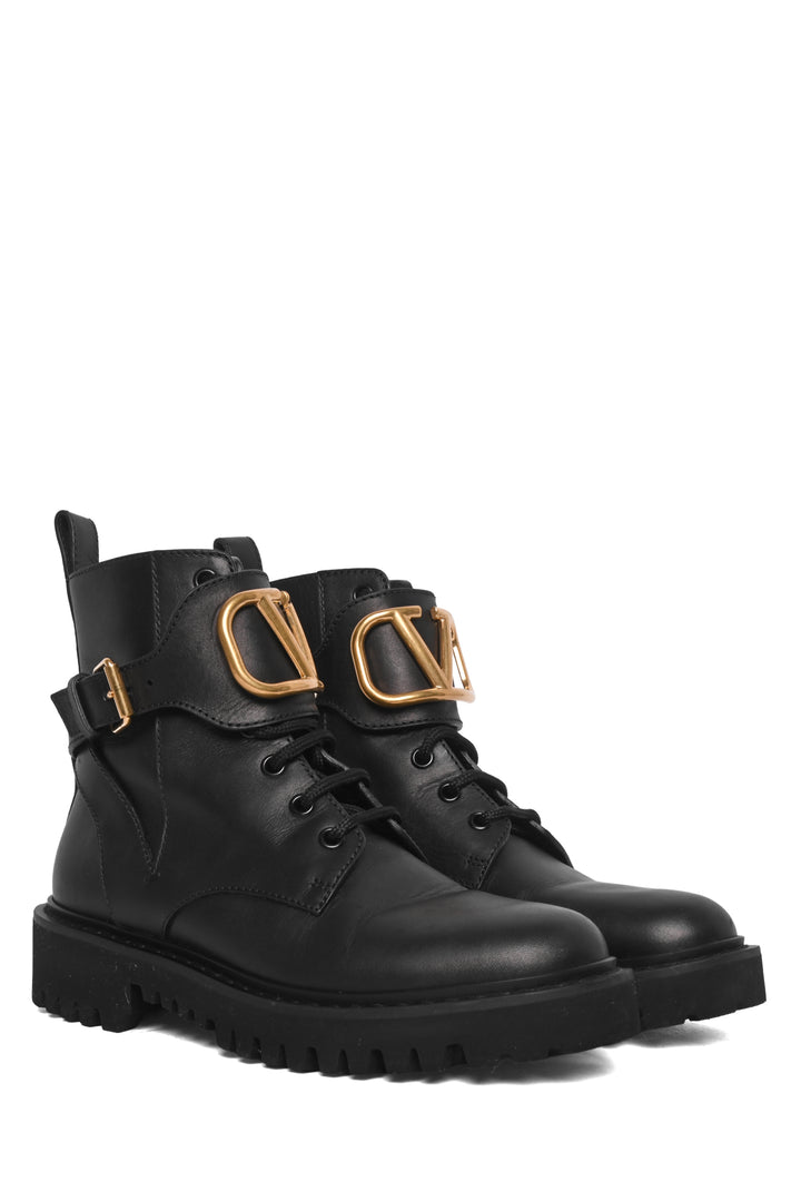Valentino Size 35.5 Vlogo Combat Ankle Boots