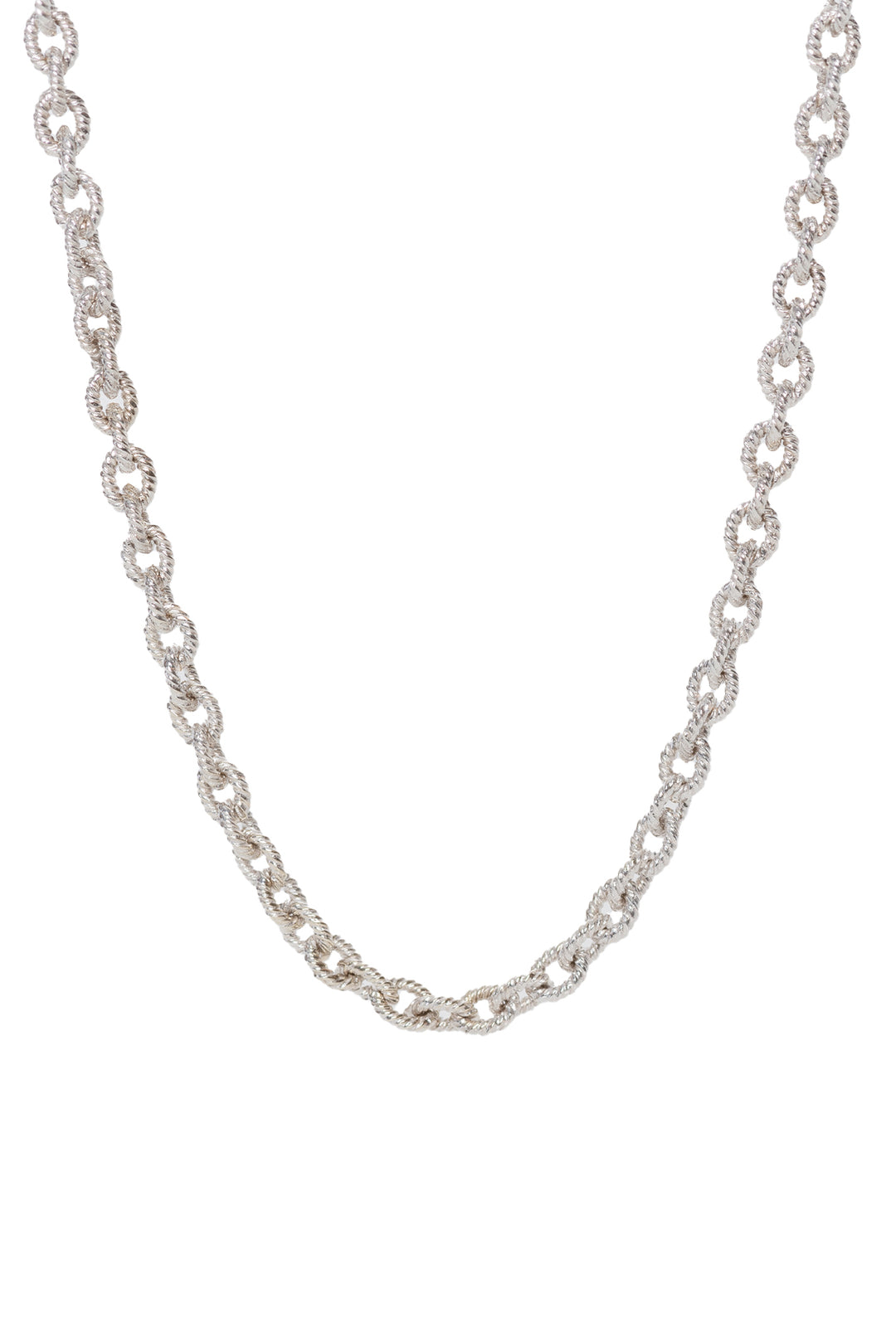 Stittgen 18K White Gold Textured Chain Necklace