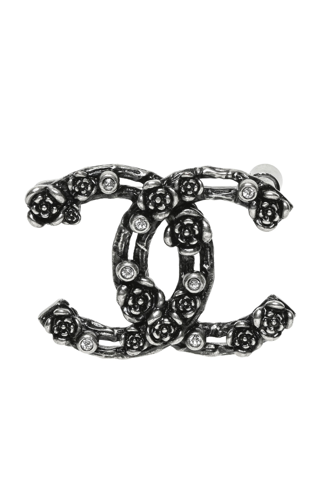 Chanel 2022 Crystal CC Camellia Pin