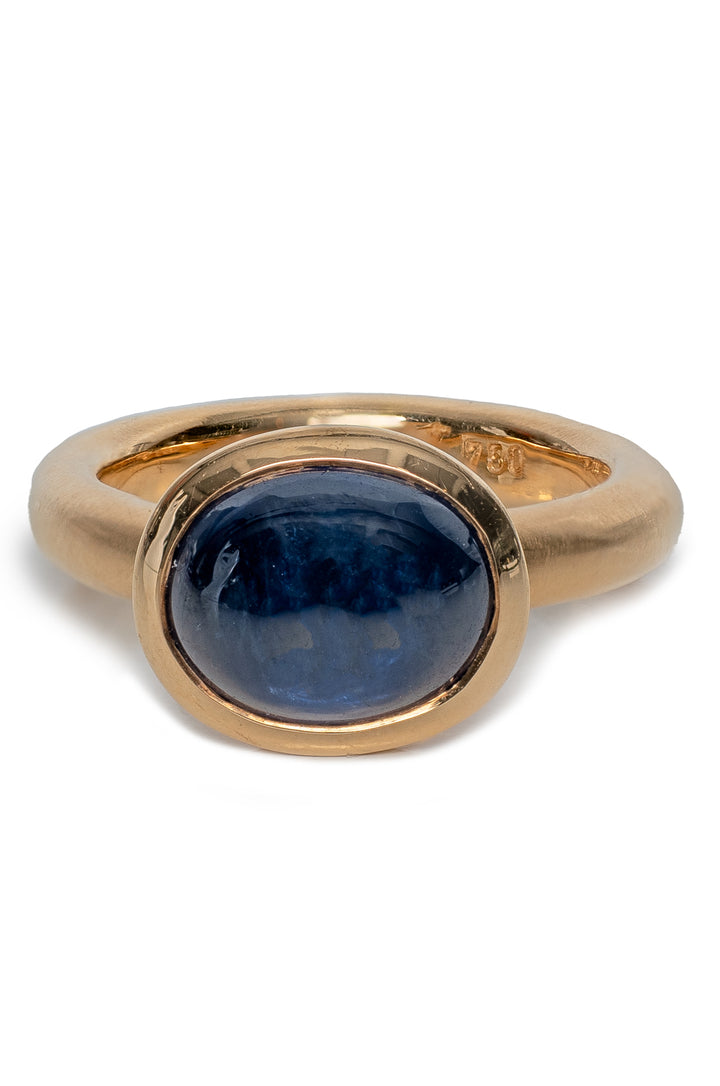 Aurum Argentum Size 6.5 18K Yellow Gold and Sapphire Ring