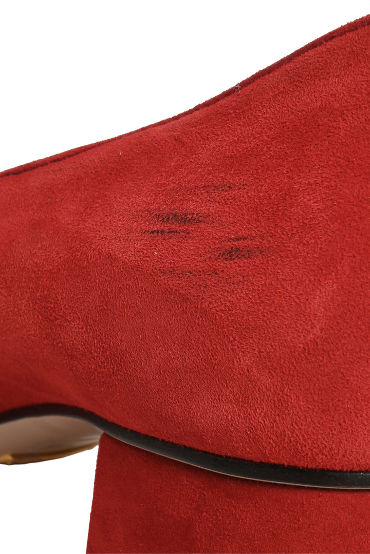 Gucci Size 38.5 Suede Marmont Loafer Mid-Heel Pumps