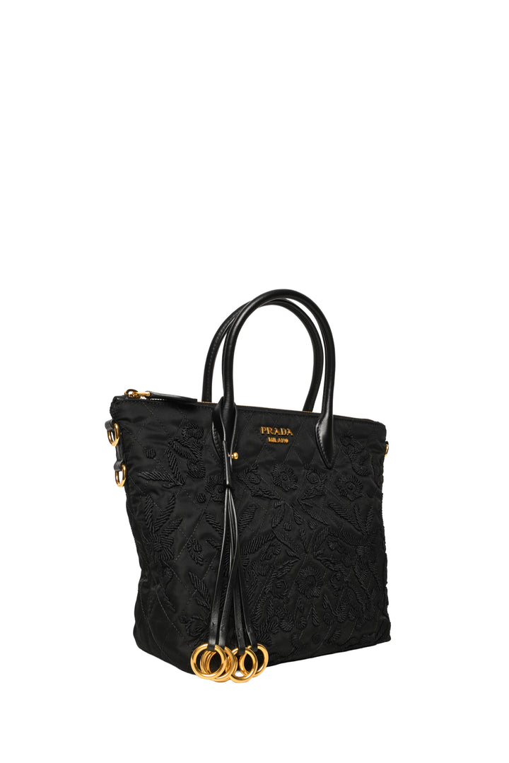 Prada Floral Embroidered Corsaire Tote