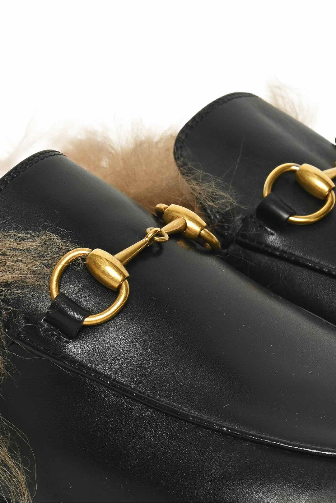 Gucci Size 35.5 Princetown Genuine Shearling Loafer Mules