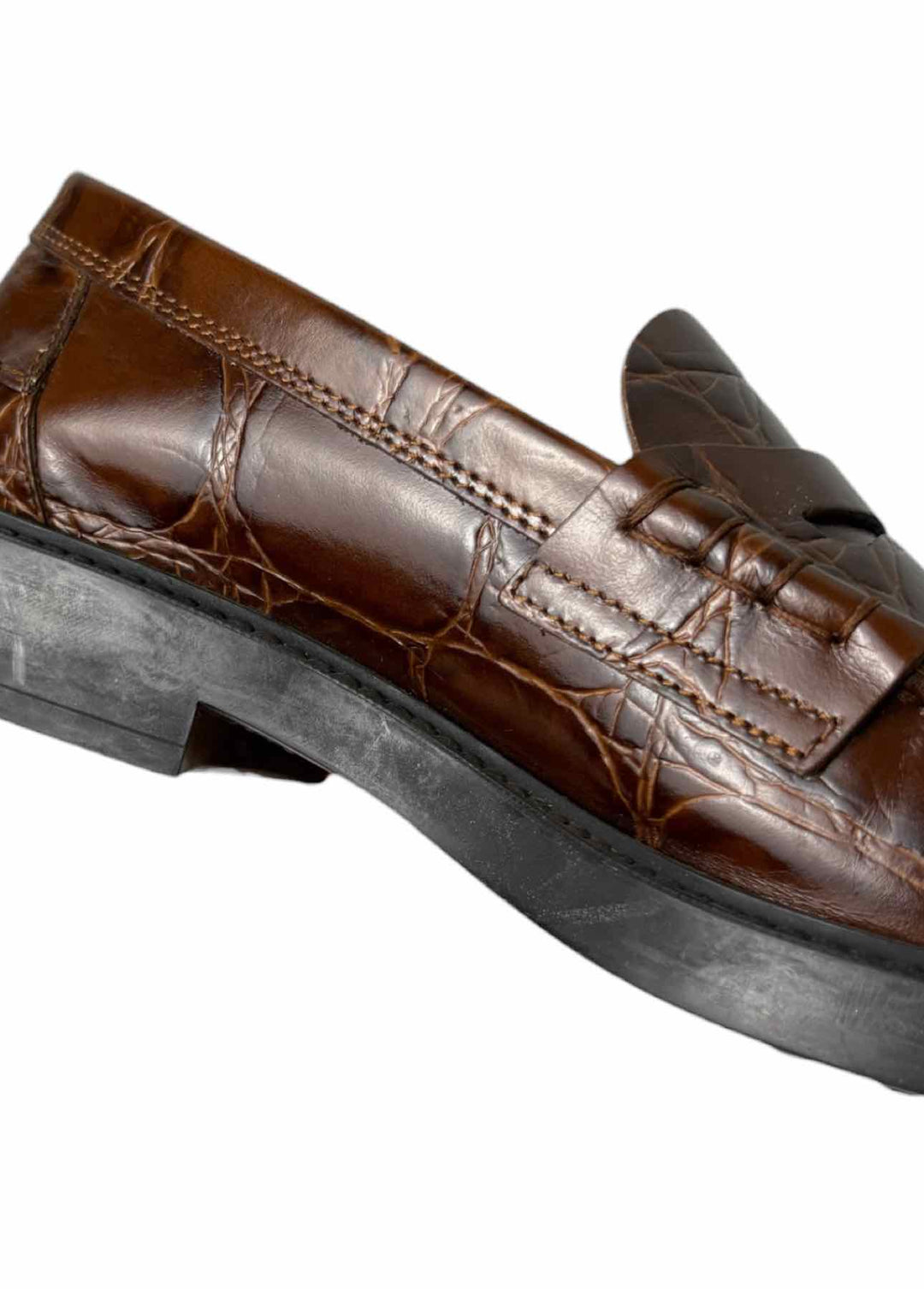 Tod's Size 37  Croc Embossed Leather Loafers