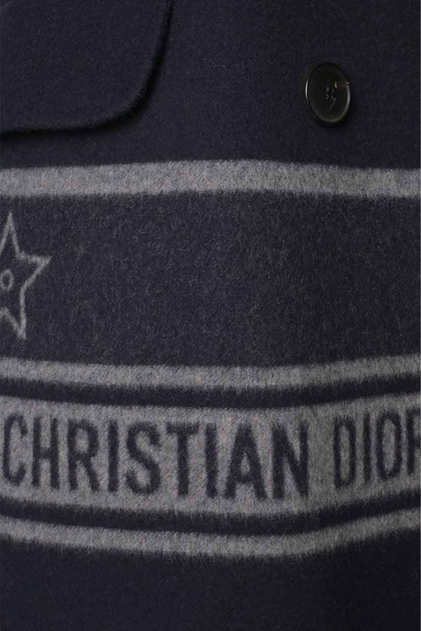 Christian Dior Size 4 Double Breasted Striped Logo Short Coat