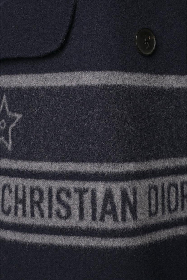 Christian Dior Size 4 Double Breasted Striped Logo Short Coat