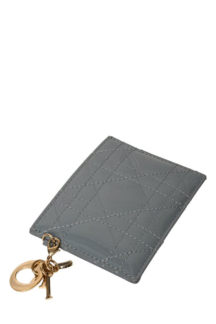 Dior 2022 Patent Cannage Calfskin Card Holder
