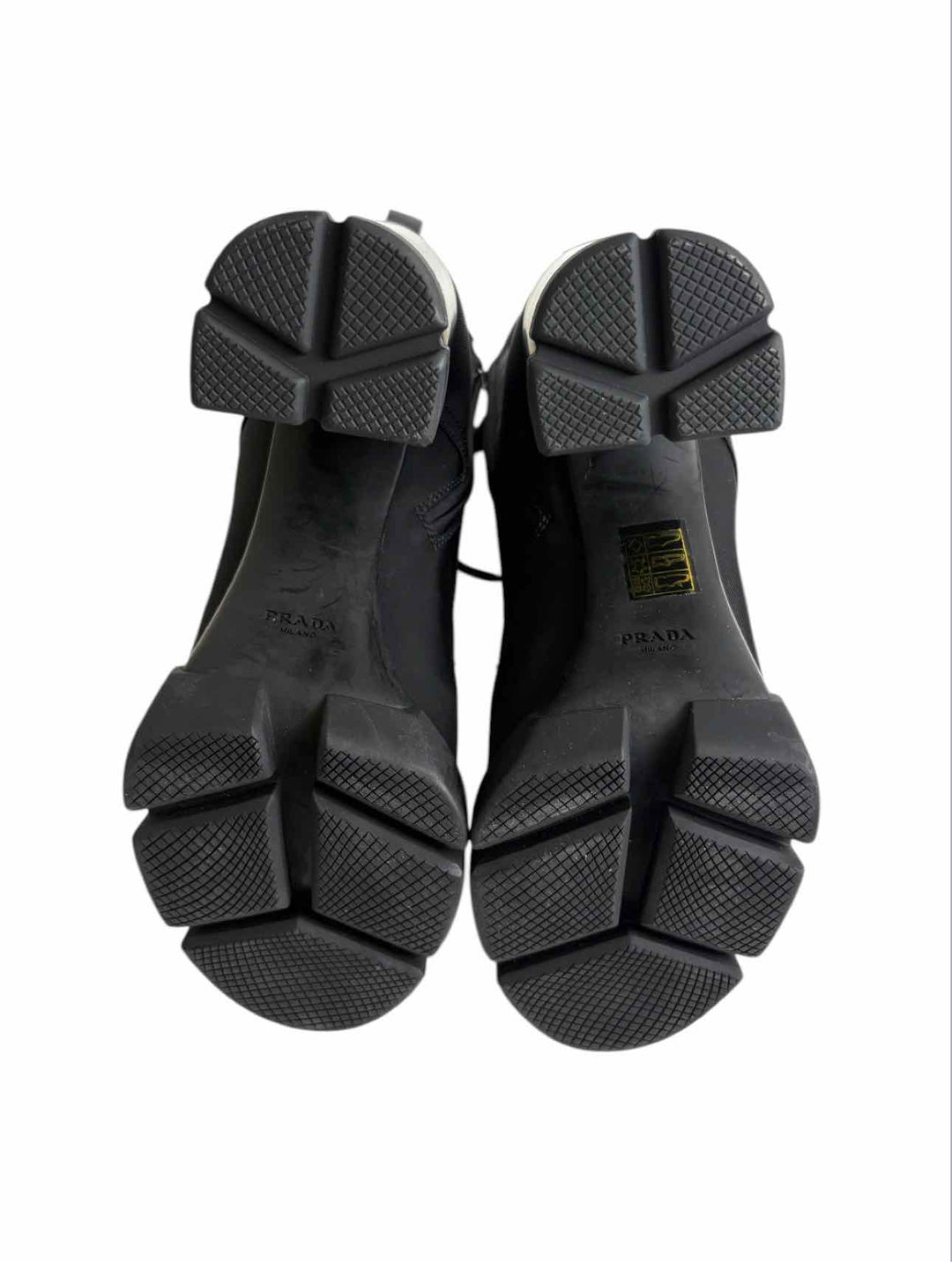 Prada Size 38.5 Re-Nylon & Leather Logo Ankle Boots