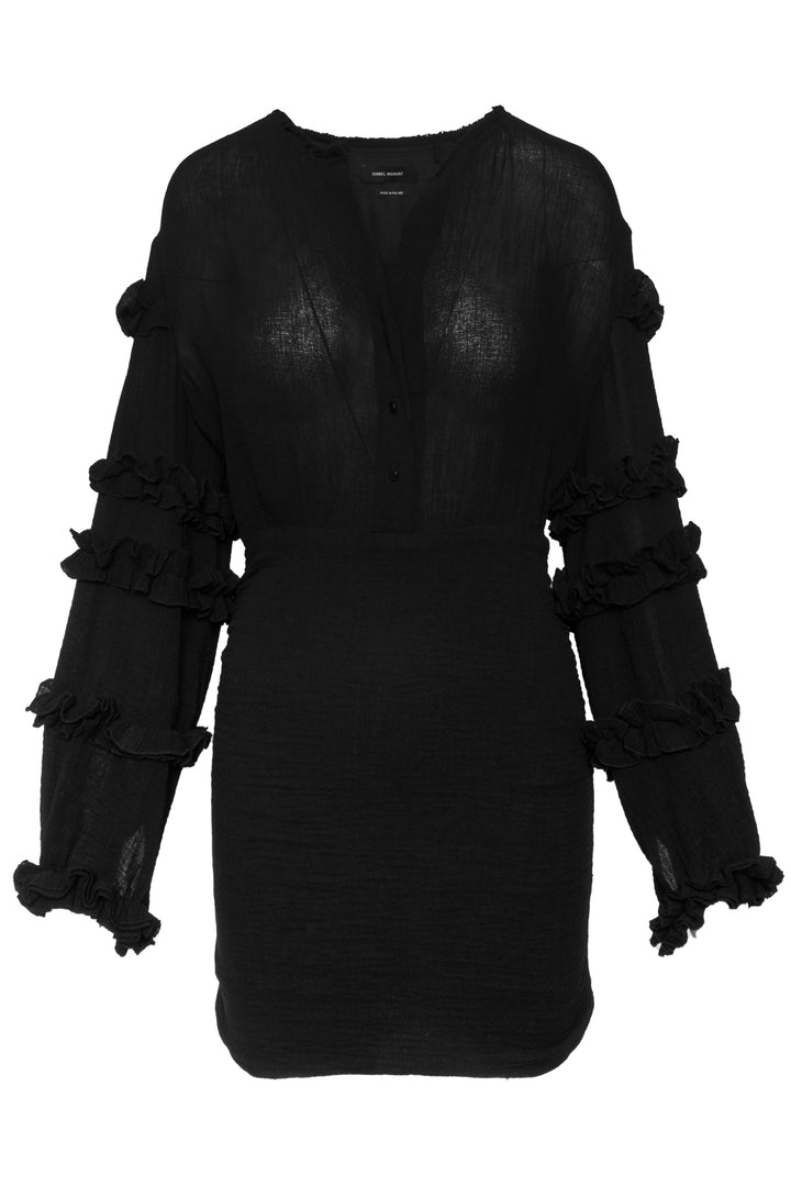 Isabel Marant Size 36 Ruffle-Trimmed Long Sleeve Mini Dress