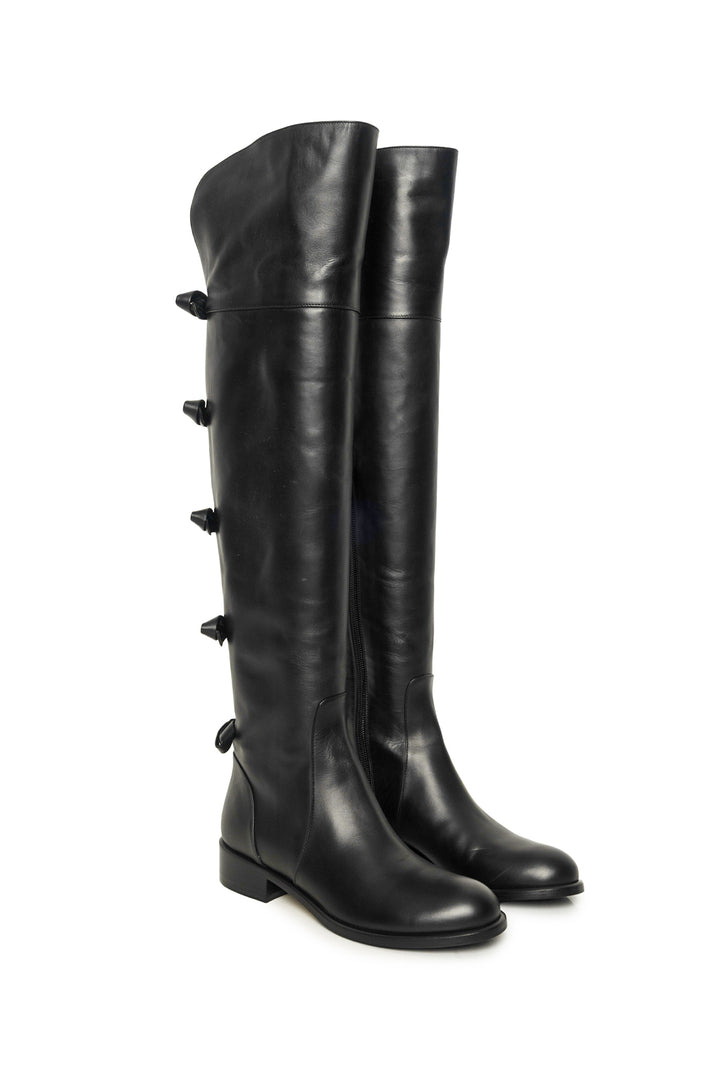 Valentino Size 35 Calfskin Multi Bow Over the Knee Boots