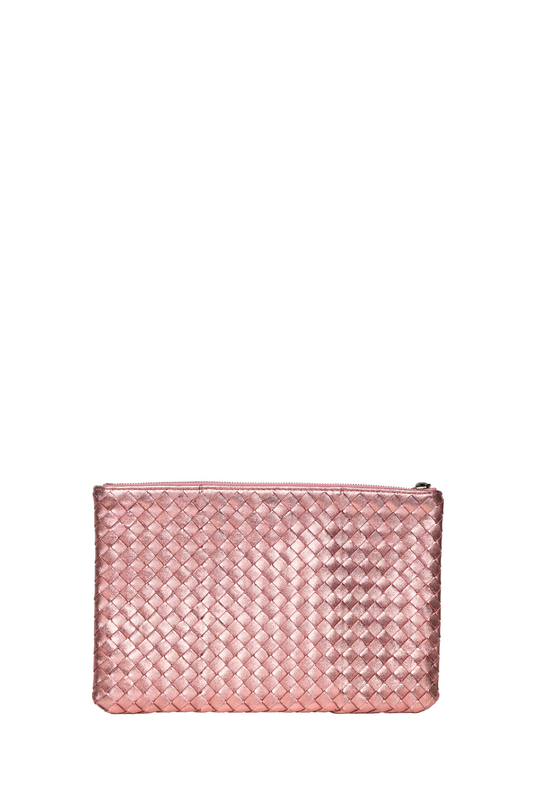 Bottega Veneta Intrecciato Metallic Leather Zipped Pouch