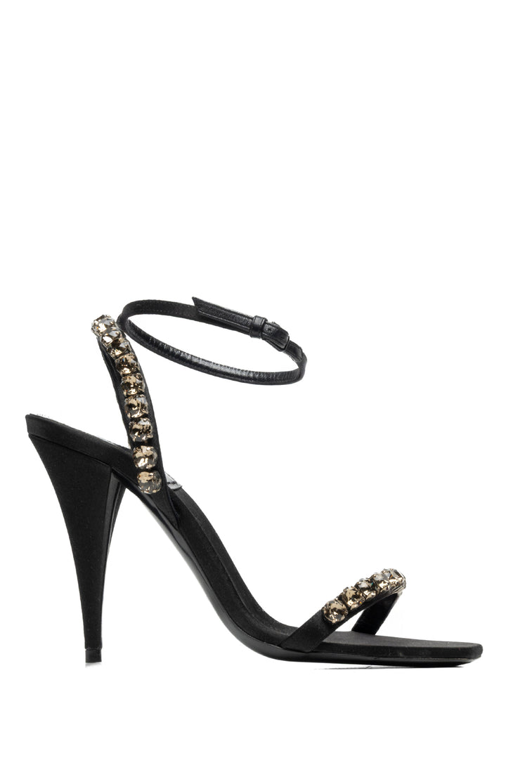 Saint Laurent Size 38 Kiki Crystal Embellished Satin Sandals