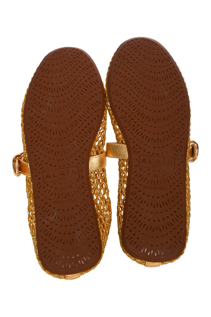 Alaia Size 36 Fishnet Ballet Flats