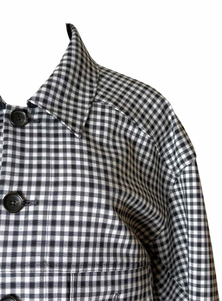 Tibi Size M Check Wool Blend Cropped Jacket