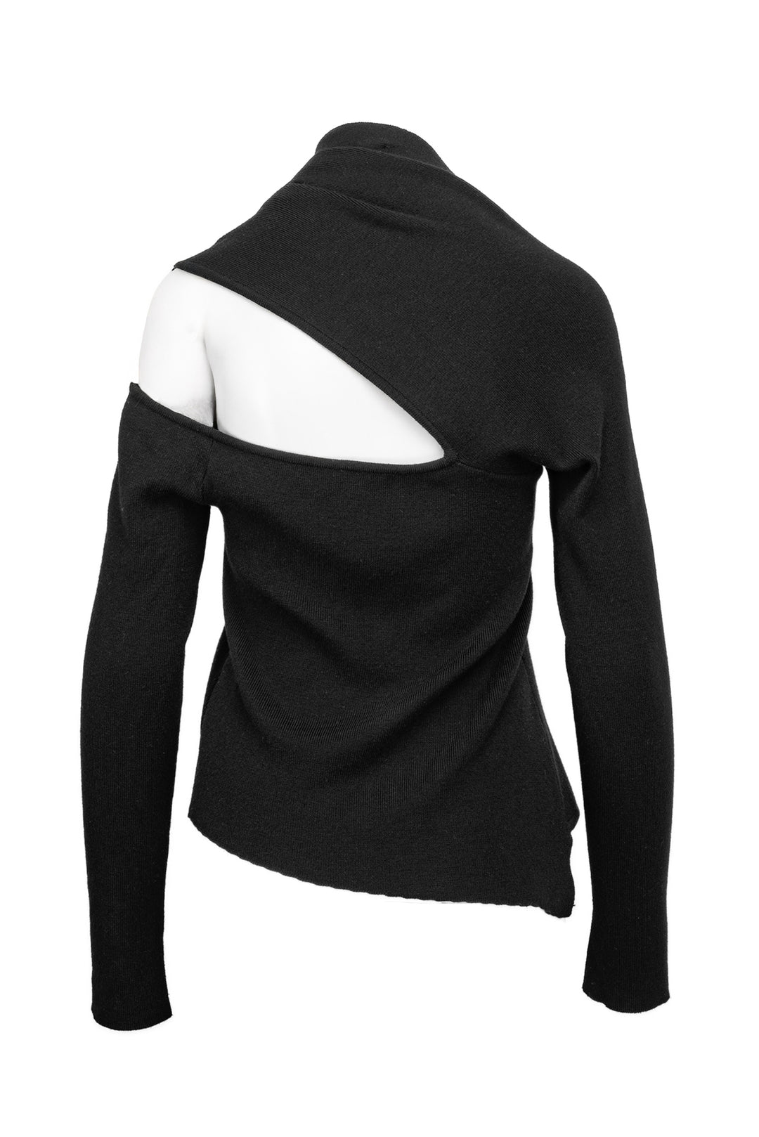 Monse Size L Asymmetric Cutout Ribbed Merino Wool-Blend Sweater