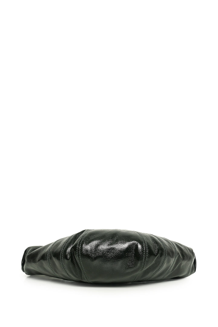 Lemaire Dark Forest Green Small Coated Canvas Croissant Crossbody Bag