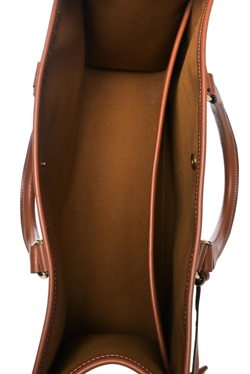 Celine 2022 Triomphe Canvas Calfskin Mini Horizontal Cabas Tote