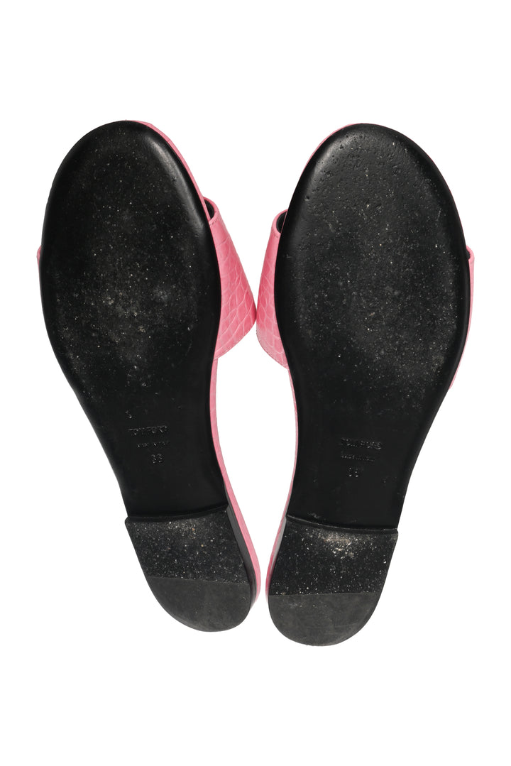 Tom Ford Size 38 Croc-Embossed Logo Slides