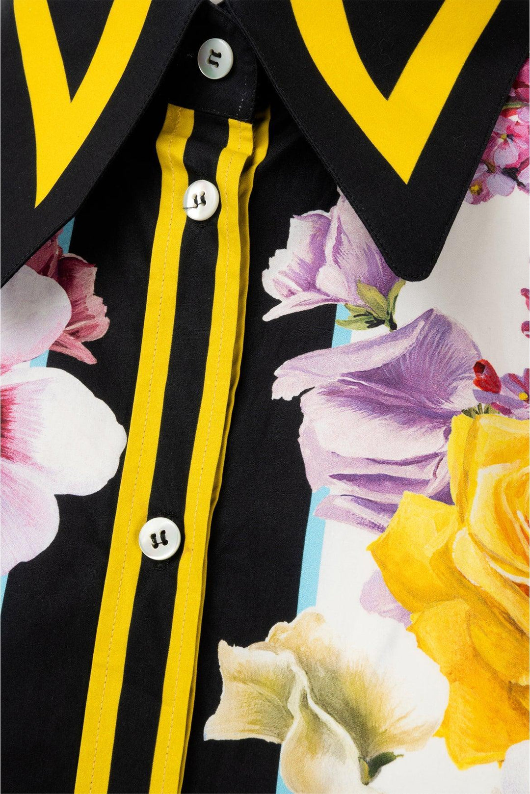 Dolce & Gabbana Size L Floral Contrast Trim Detail Shirt